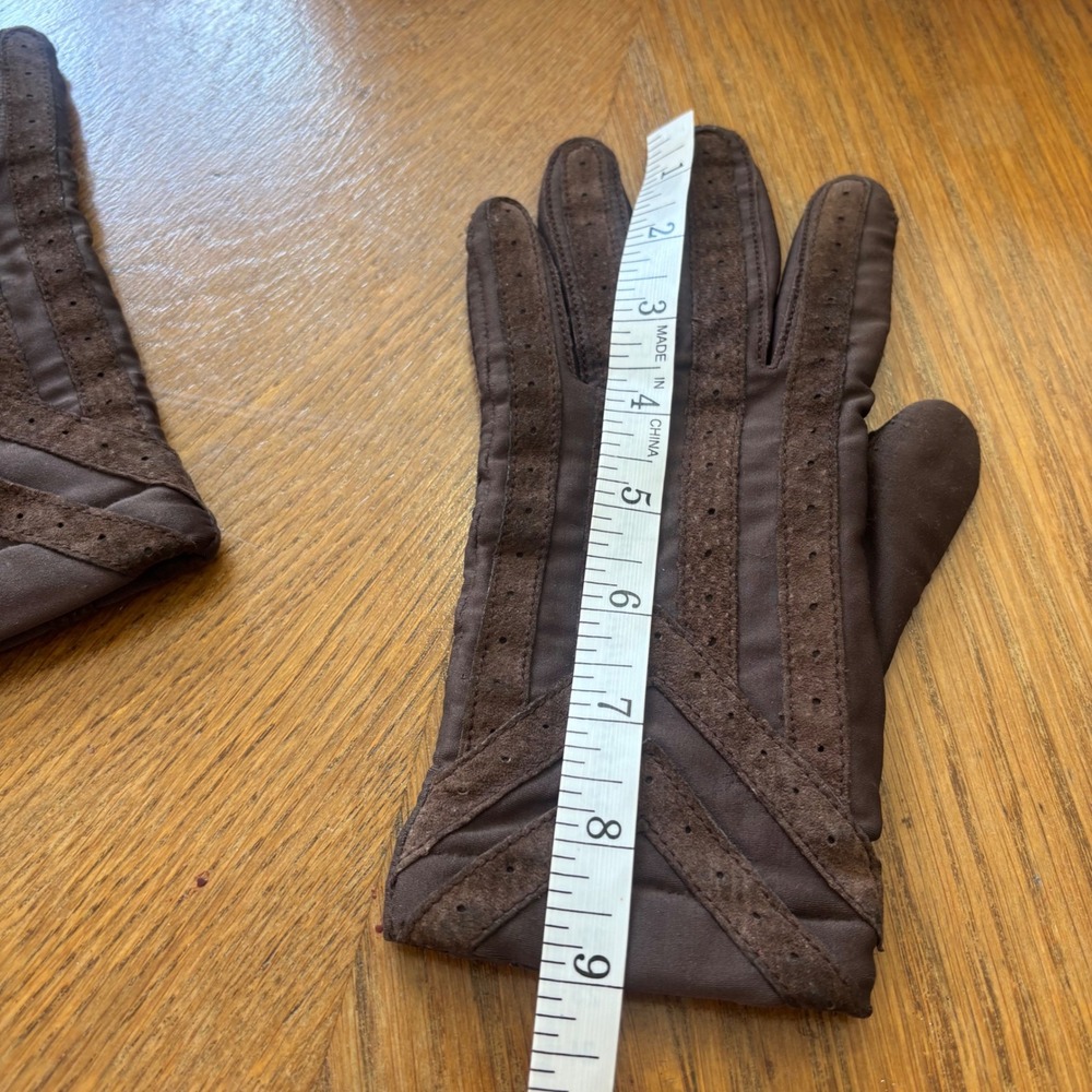 Vintage Isotoner Warm-Ups by Aris Brown Spandex Driving Gloves Women Medium - Picture 2 of 10